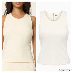 Khy x Entire Studio Chic Tailored  Sleeveless Tank Top in Warm White